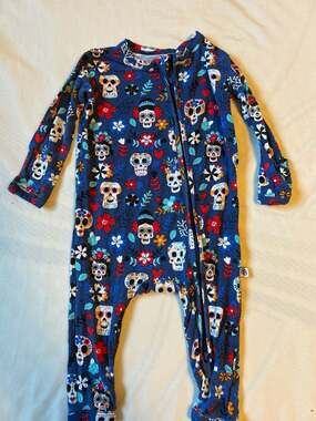 Little Bum Bums Long Sleeve Pajama Zip One Piece- Sugar Skulls Size 0-3 Months